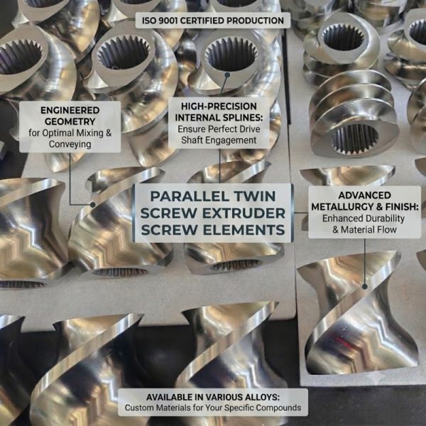 Wear and Corrosion Resistant Twin Screw Extruder Elements with CNC Precision Machining and HRC 58-62 Hardness