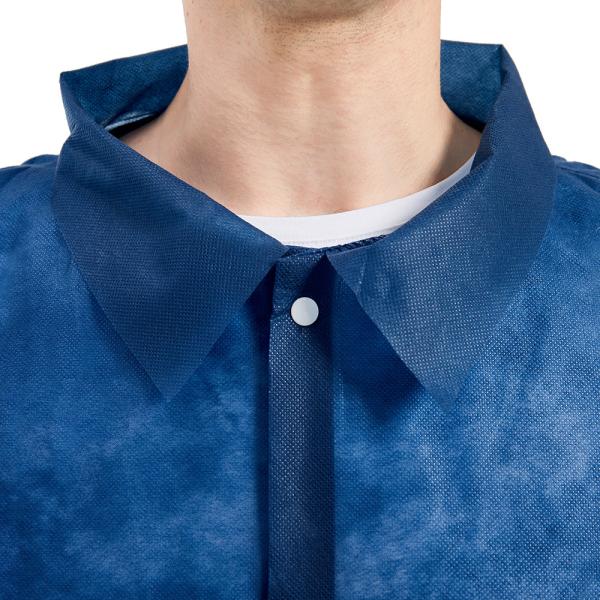 Navy Blue Sms Nurse Scrub Disposable Lab Coat With Knit Collar