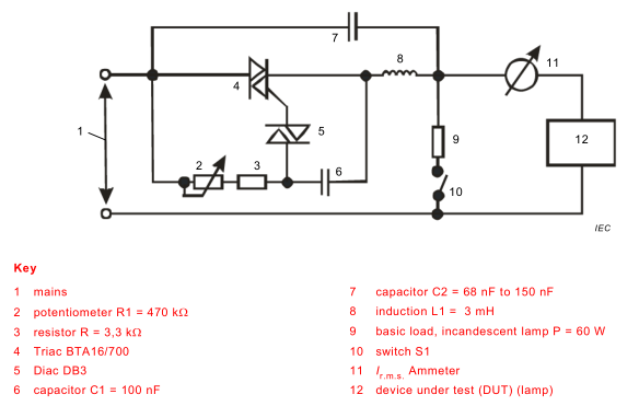 IEC62560-1 Figure 8 Test Circuit For Non-Dimmable Lamp At Dimmer Or Electronic Switch