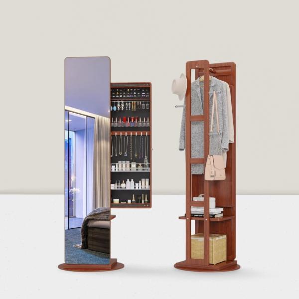Modern Full Length Mirror Jewelry Cabinet with Lockable Storage