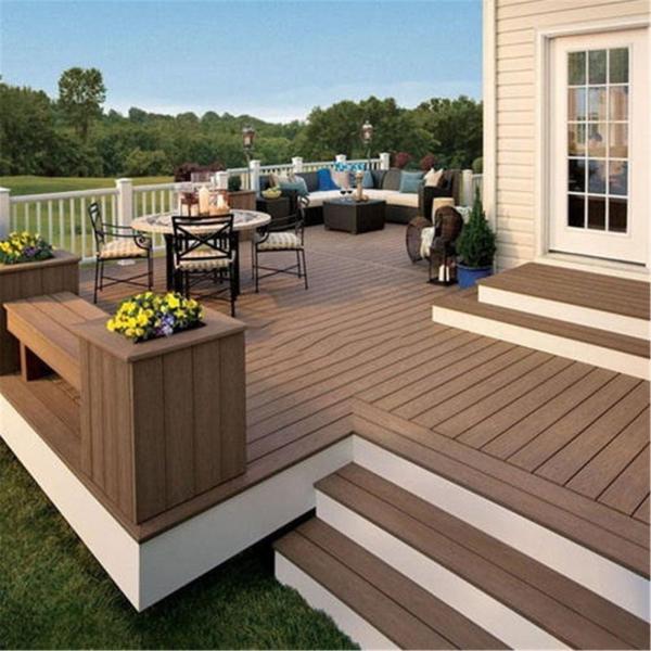 Decoração de piso de jardim WPC Madeira Composite Decking Board 450*75*18mm em cor marrom