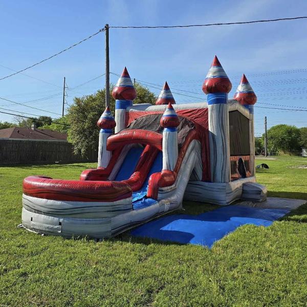 Crianças unisex jogam casa inflável com piscina e material de PVC comercial
