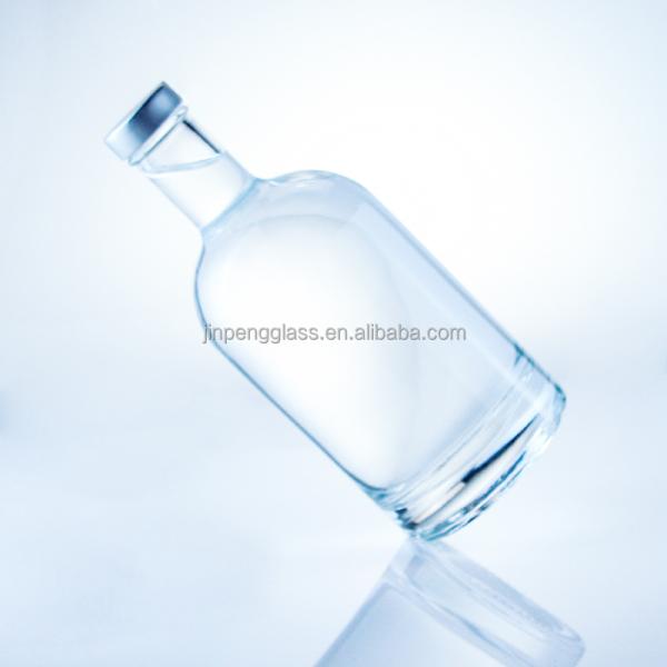 Botella redonda de vidrio de 375 ml Botella vacía clara para bebidas alcohólicas con manipulación superficial de grabado ácido