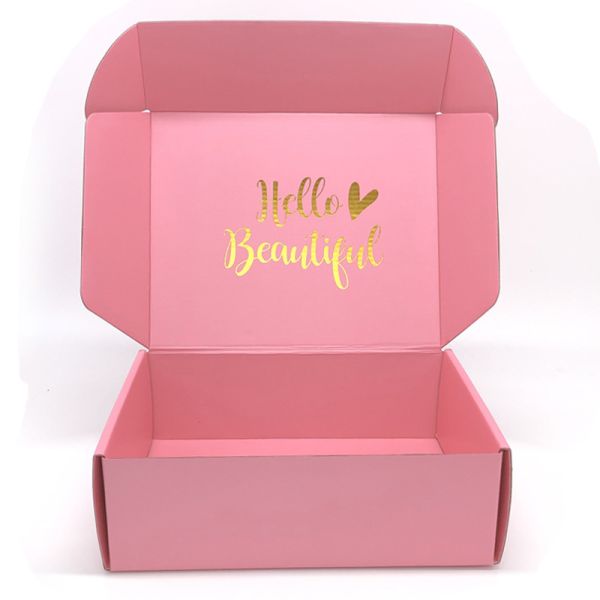 Custom Logo Printed Pink Rigid Corrugated Mailer Box – Sturdy Airplane Box For Hair Clips Jewelry & Gift Packaging