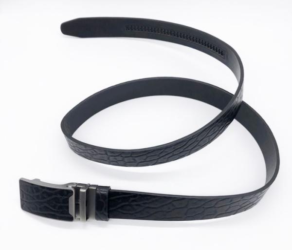 Genuine Leather Automatic Buckle Waist Belt , Leather Ratchet Belt 3.5cm Width