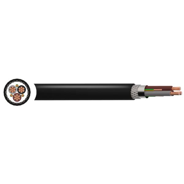 3 + 3 Earth 10.2mm Oil Resistant Cable Class 5 PVC VFD EMC 2YSLCY