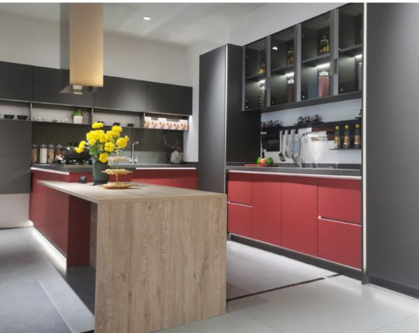 18mm Walnut Wood Modern Modular Kitchen Cabinets 3D Customized