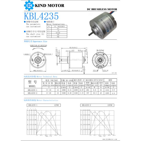 Micro Short Length 42mm BL4235 Brushless Dc Motor 12v 14.4v 18v 24v