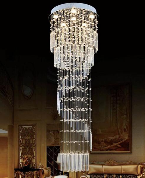 K9 Crystal Chandelier Modern Flush Mount Crystal Light Spiral Ladder Luxury staircase long chandelier(WH-NC-17)