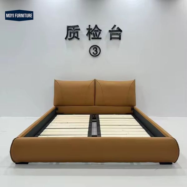 Modern MDF Panel King Size Bed Frame Classic Luxury White Bedroom Furniture Set MOYI Luxury Queen Leather Designer