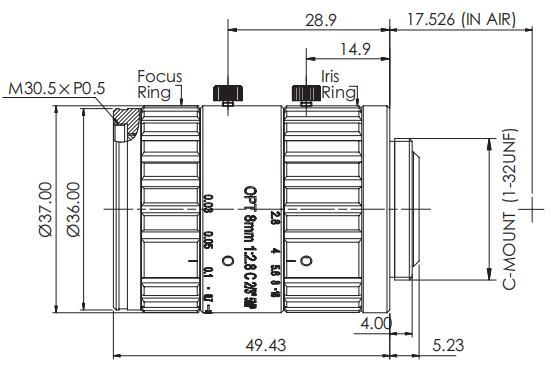 WD 30mm~∞ 5MP 8mm исправило объективы F2.8~F16 0.12kg фокусного расстояния