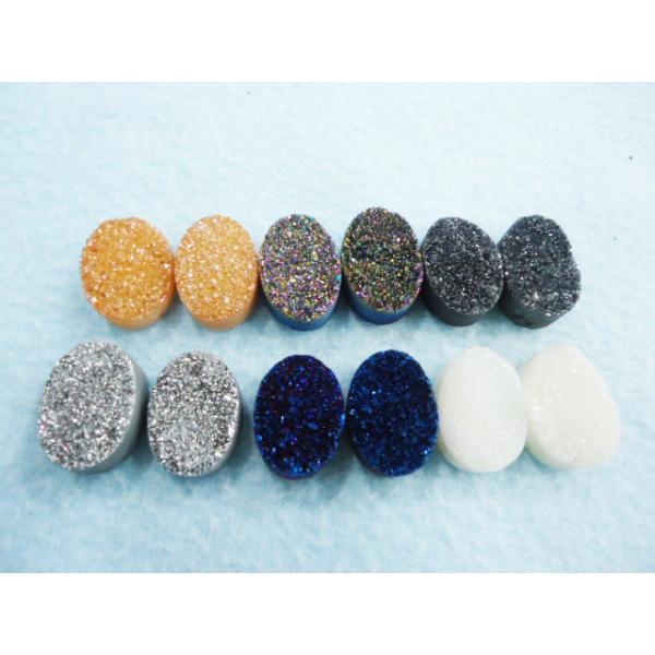 Jewellery Accessories Mix Color Oval Druzy Agate Jewelry 13 * 18 Mm For Decoration