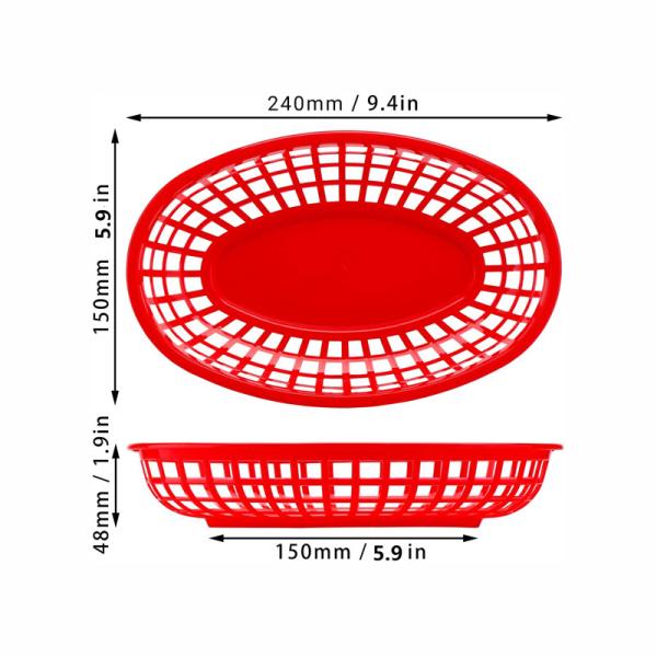 Plastic Fry Fast Food Basket Bread Baskets Oval-Shaped Tray Restaurant Supplies, Deli Serving Bread Basket for Chicken