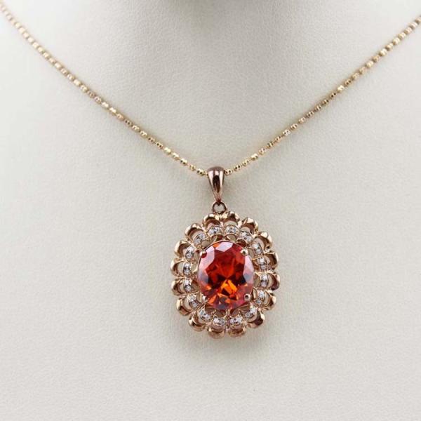 925 Silver 9mmx11mm Oval Amethyst Cubic Zircon Pendan Silver Chain  Necklace (PSJ0178)