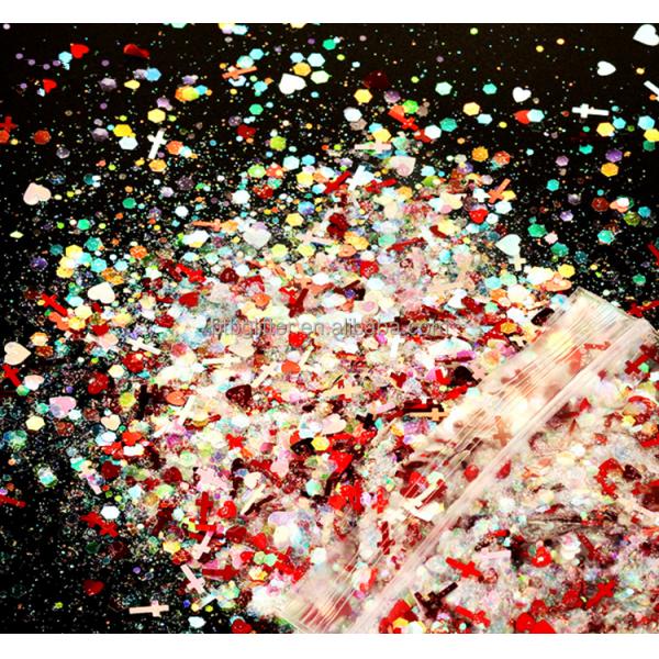 Wedding Valentines Party Home Decoration UV Nail Gel Glitter 50G Valentine's Day Shape Mixes for Nail Art Durable Paper Material