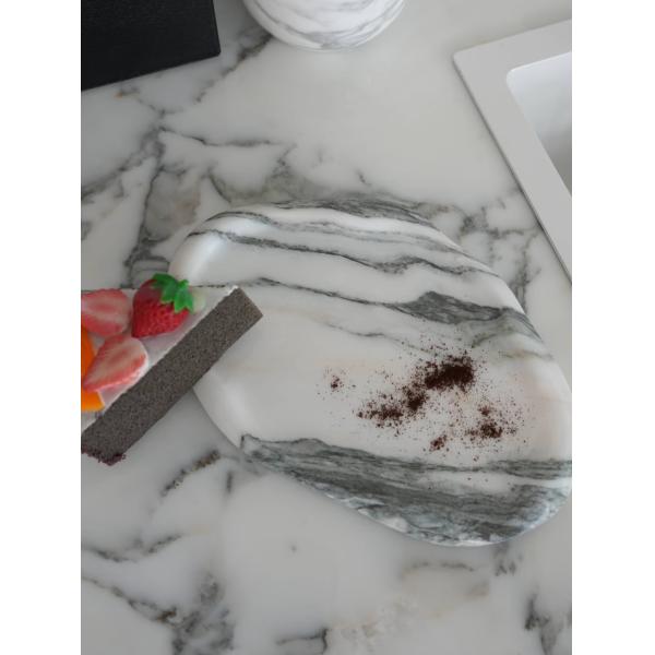 Italy Arabescato Corchia Marble Oval Tray Natural Marble Plate With Luxury Style