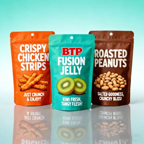 Custom Reusable Food Grade Stand Resealable Moisture Proof Plastic Bags Zipper Top for Crispy Chicken Strips Fruit Jelly Roasted