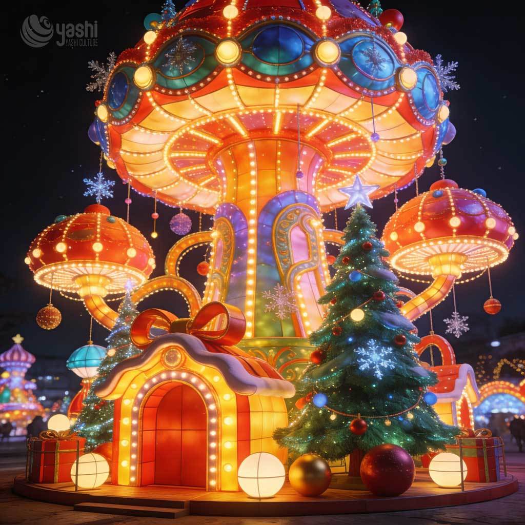 Custom Giant Walk-through LED Christmas Tree Light Sculpture, Large Commercial Tunnel Xmas Tree with Decorative Lights for Theme Park
