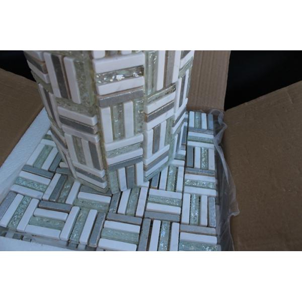Polygon Stone Bathroom Glass Mosaic Tile Electroplate Smooth Finish