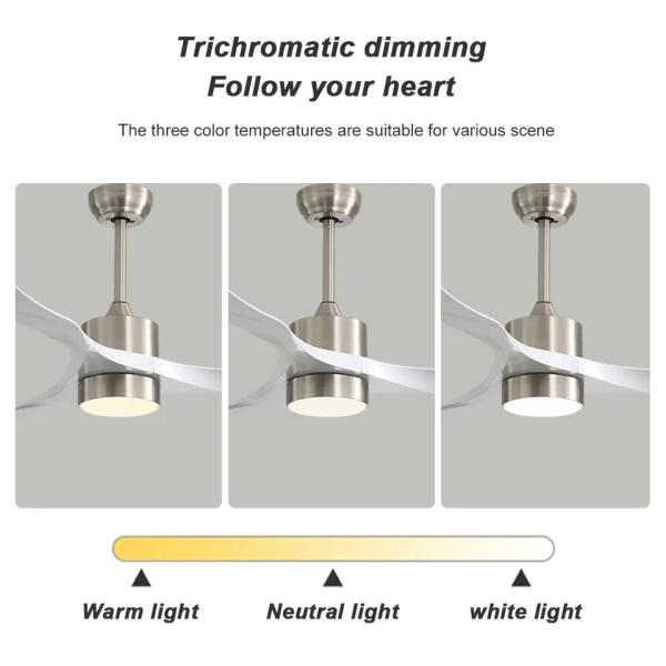 52 Inch Bldc Ceiling Fan Modern 3 Abs Blades Chandelier LED Ceiling Fans With Light