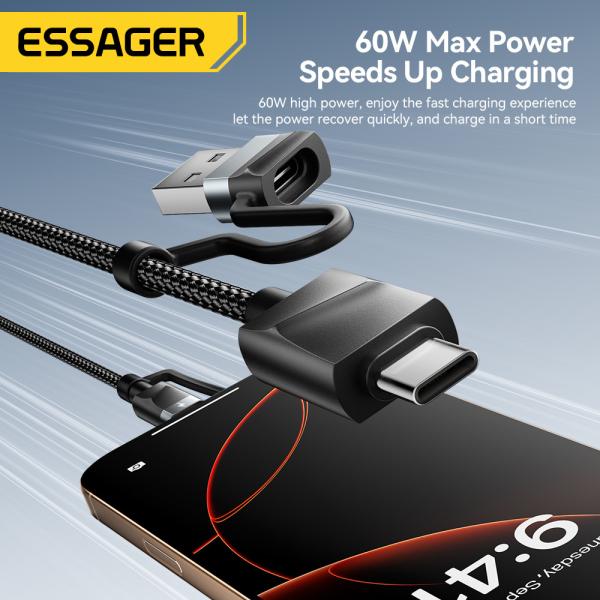 ESSAGER ES-X71 5 in 1 QC PD USB A/C to USB C/L Smart Watch Charging Data Cable