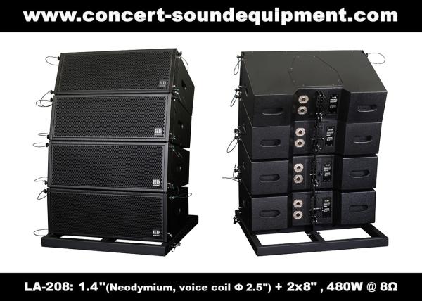480W Compact Double 8 Line Array Speaker For Installation , Church , Conference, Nightclub