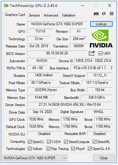 Графическая карта 6 ГБ GTX1660 SUPER Встроенные вентиляторы охлаждения NVIDIA поддерживают OEM