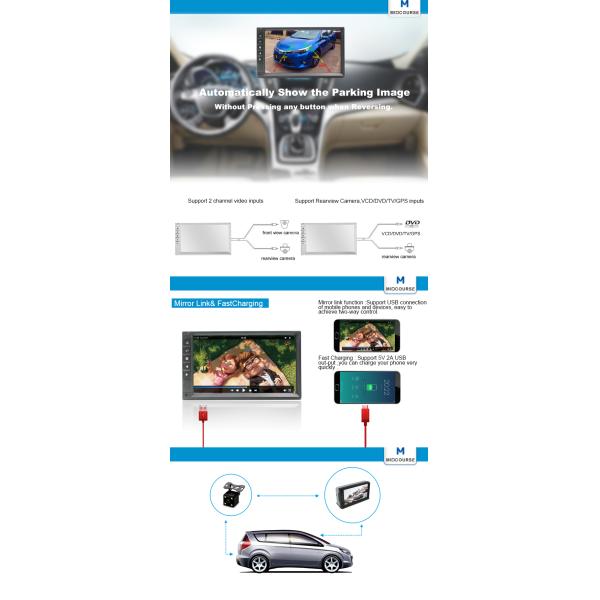 Оптовый стерео автомобиля Блуэтоотх экрана касания Дин дюйма 2 универсалии 7 с новой связью /New УИ /Fast Чарг обломока/зеркала К200С