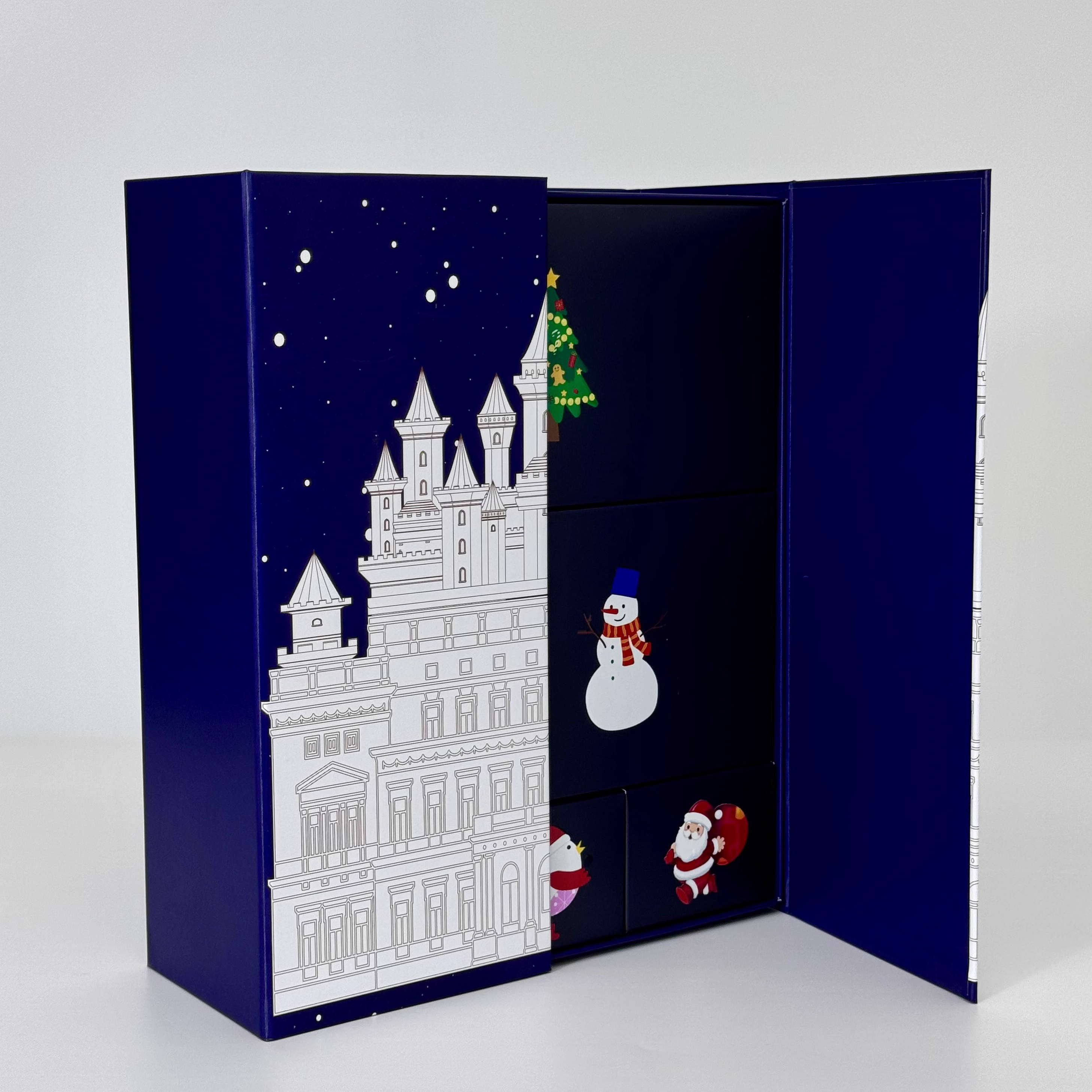 Gold Foil Castle Christmas Countdown Mystery Gift Box Packaging