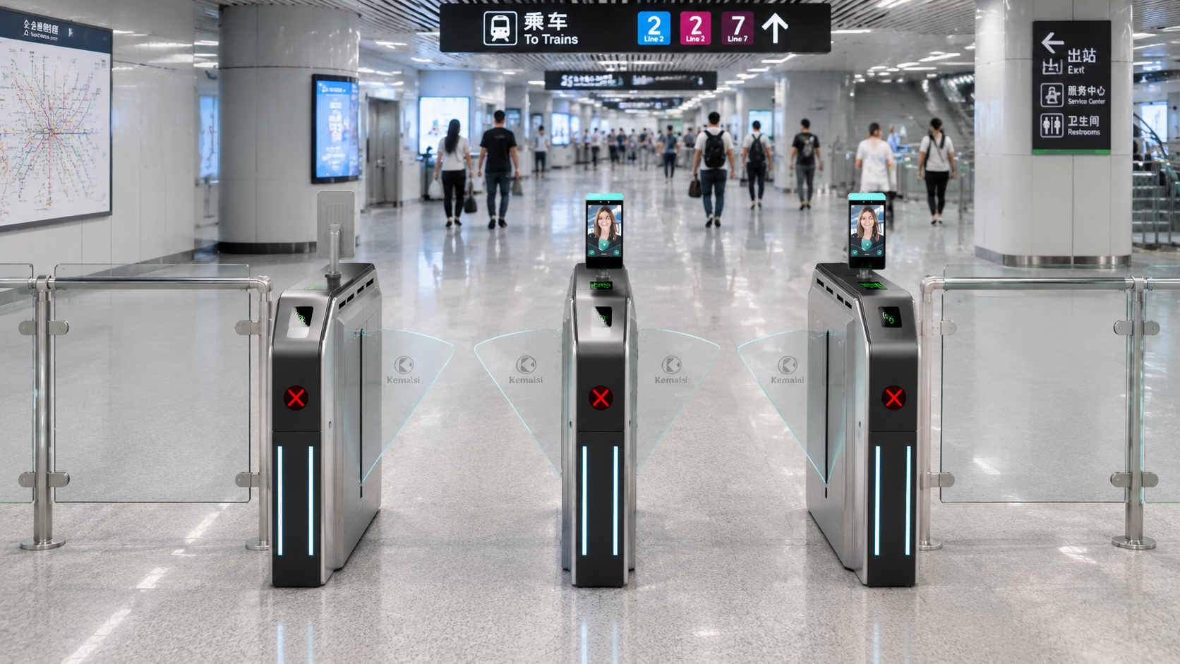 Shopping Mall Wing Barrier Turnstile Gate System for High Traffic Pedestrian