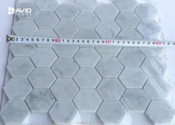 Hexagon Carrara Marble Mosaic Wall Tile 42pcs Sheet No Chemical Tight Structure