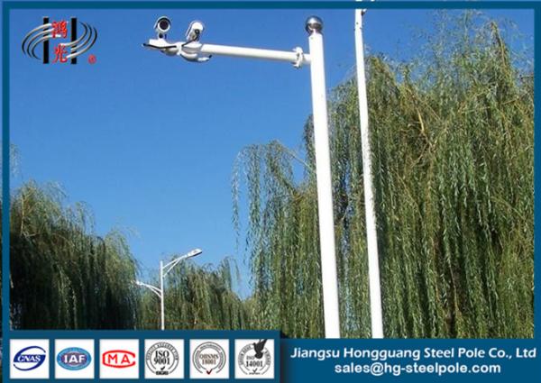 Road Street Cctv Camera Pole , Traffic Light Steel Hot Dip Galvanized Pole
