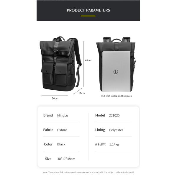 Male Daily Used Waterproof Smart Backpack 20-39 Litre Wear Resistance
