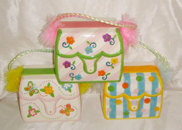 Colorful Ceramic Purse Bank / Saving Bank For Girl And Lady Earthenware