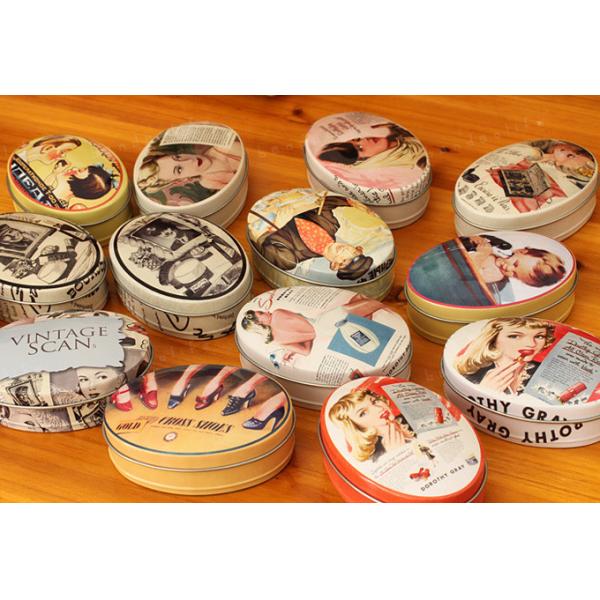 Da caixa oval vermelha da lata do chá do chocolate do GV logotipo feito sob encomenda que imprime 110 * 74 * 190 milímetros