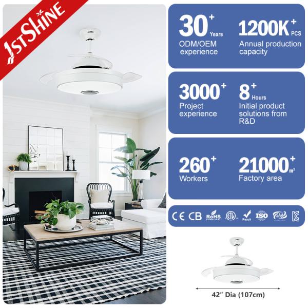 WiFi Control 6 Speeds 35W retractable fan light With Hidden Blade