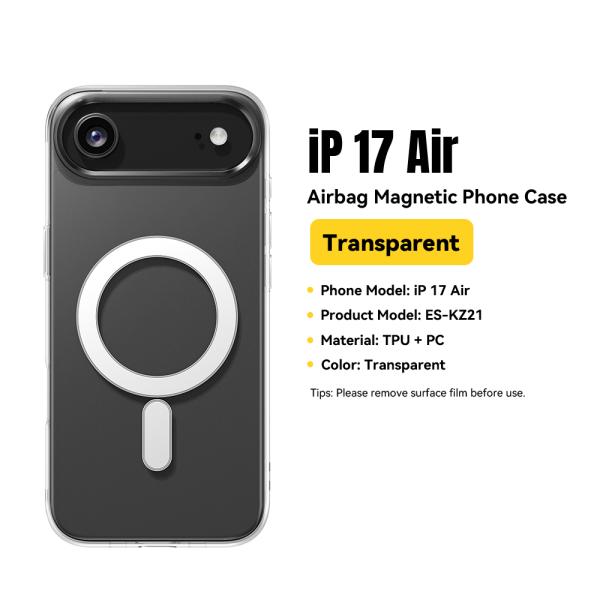 Funda magnética transparente para iPhone 17 Air Pro Max TPU PC