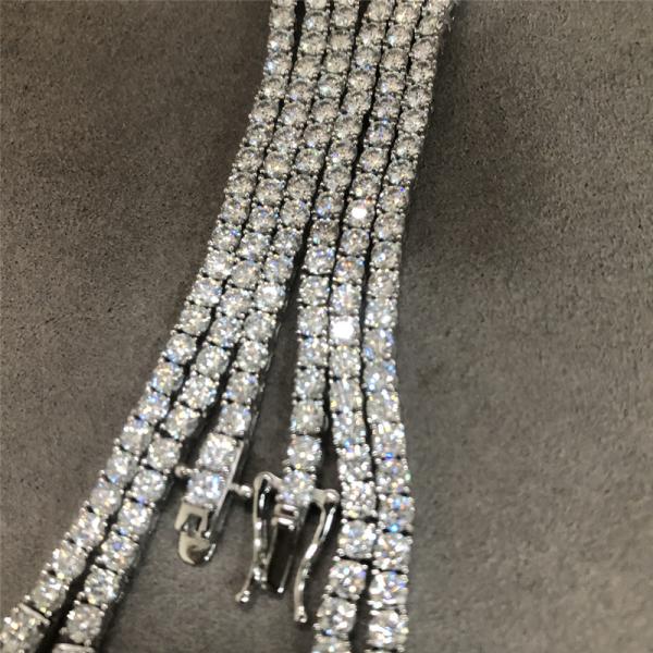 O ouro da corrente 14K do tênis de Moissanite do corte redondo chapeou a colar VVS1 do tênis de Moissanite