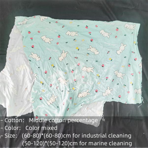 Lint free 100% Cotton Strong Oil Absorption IMPA NO 232910 Cutting Coloured Bed Sheets Rags