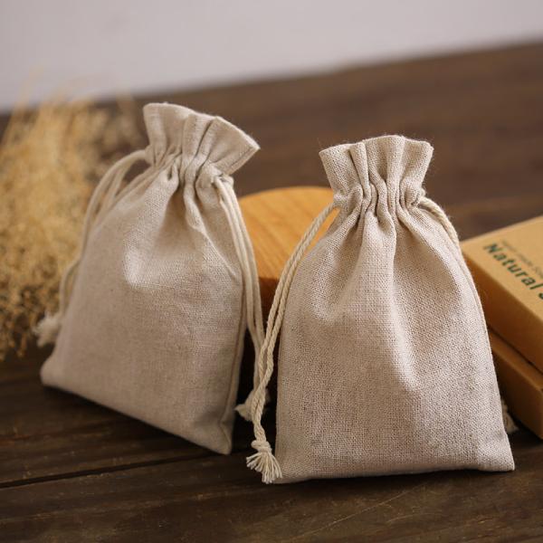 Custom fabric cotton bag Muslin drawstring pouch personalize LOGO name tagline classificat