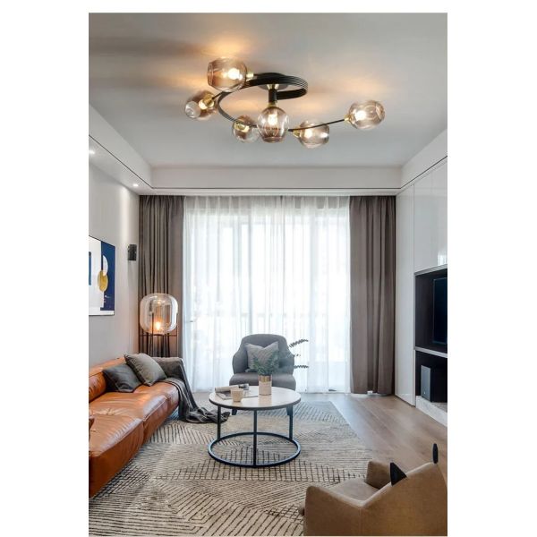 Nordic Glass Ceiling Light Grey Pendant Lamp for Living Room Bedroom Modern Indoor Hanging （WH-AP-681）