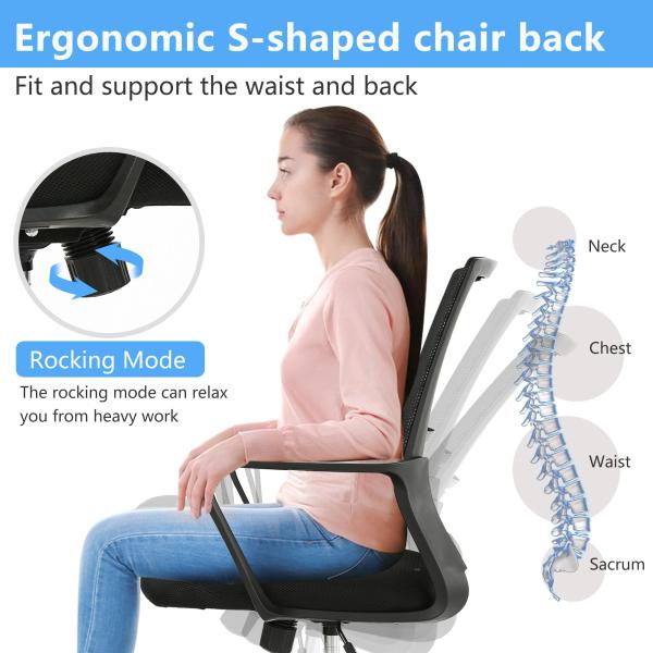 Home Office Ergonomic Mesh Chair with Adjustable Height and Modern Design
