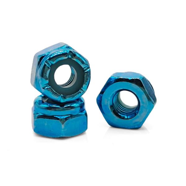 M1-M16 Cobalt Blue PVD Hex Nylon Lock Nut para el sistema de medición imperial