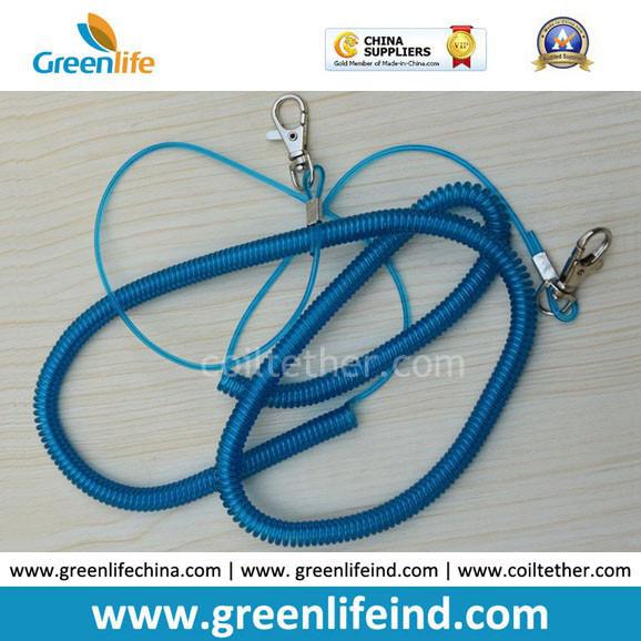 Wholesale Greenlife Factory Robster Clip Stretch Transparent Yellow 5M Tool Coil Lanyard for Fishing anti-drop