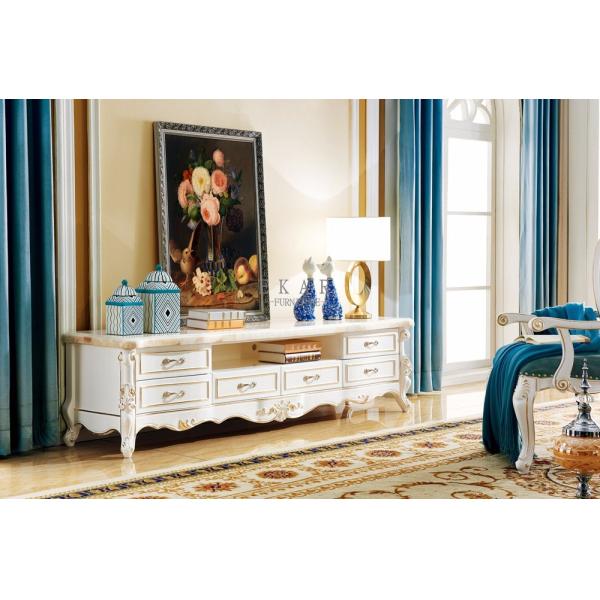 Classic Marble Top Living Room Furniture White Tv Stand