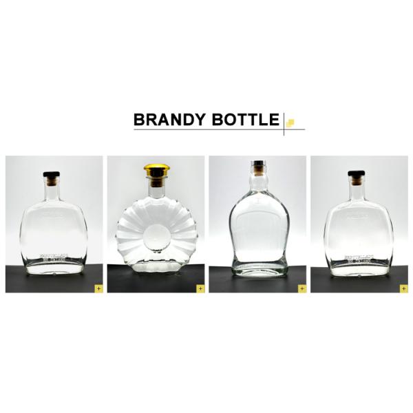 750ML Custom Spirit Bottles Super Flint Glass Material Brandy Glass Bottle with Cork