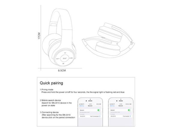 Hi - Fi Stereo Wireless Stereo Headphones Over Ear Type Deep Bass Sound