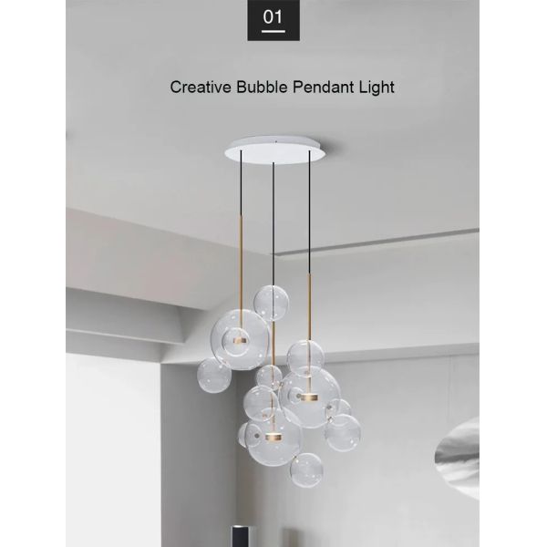 Modern Clear Glass Pendant Light Living Room Bubble Glass Hanging Lamp (WH-AP-670)