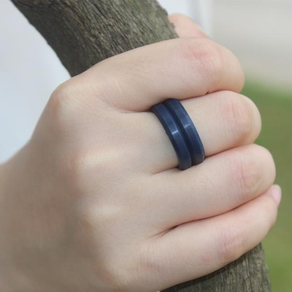 Unisex Silicone Rubber Rings 8mm Grooved for Wedding Engagement