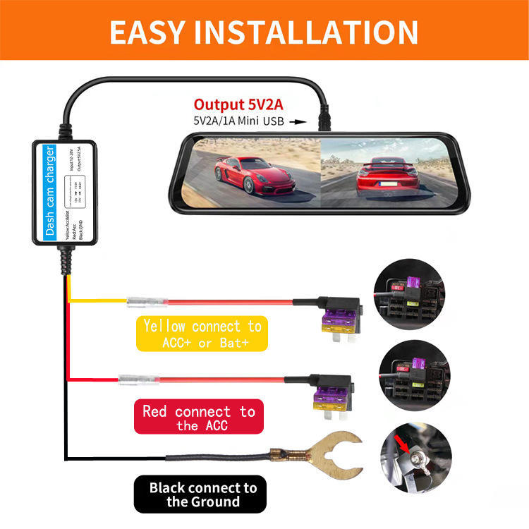 Dash Cam Smart Hardwire Kit Step Down Cable With 24 Hour Parking Monitoring Low Voltage Protection